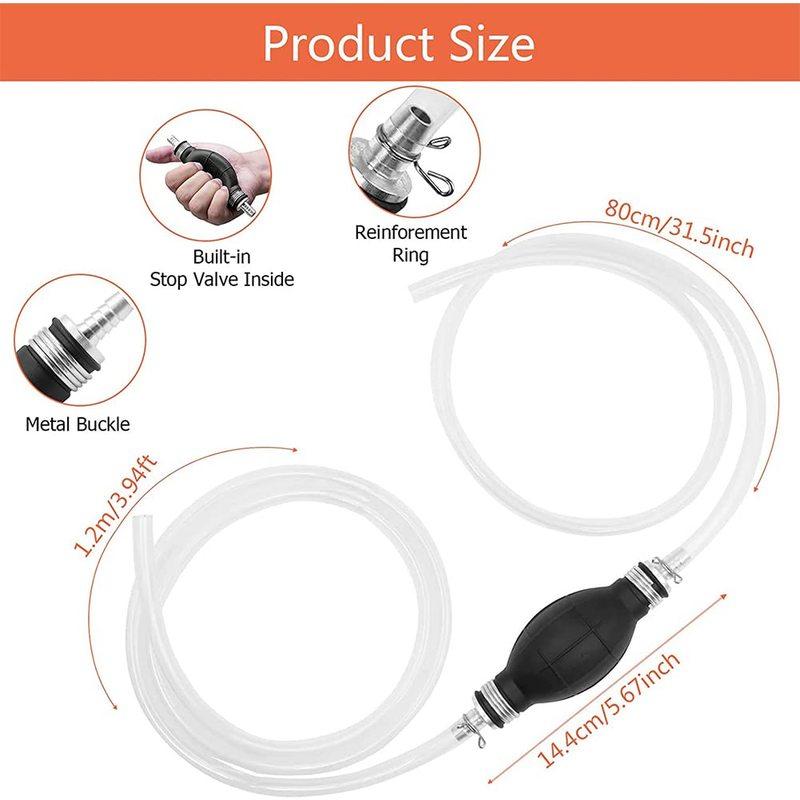 Siphon Hose Gas Oil Water Fuel Transfer Siphon Pump,Portable Widely Use Hand Fuel Pump,Fuel Transfer Pump with Pvc Hoses