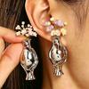 Hollow Vase Earrings 1 Pair Flower for Women, Retro Metal Shape Minimalist Daily Wear Earrings, DIY Bouquets Floral Holder Jewelry Wedding Prom