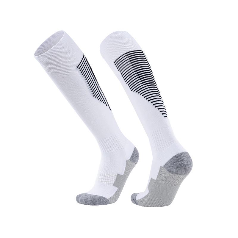 Colorful Terry Bottom Anti-Slip Over-the-Calf Breathable Football Socks for Adults