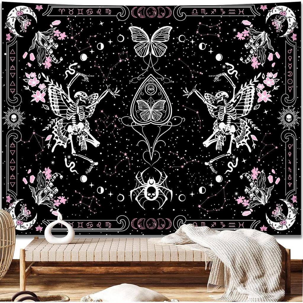 Tapestry Kjhl Skull Butterfly Floral Black