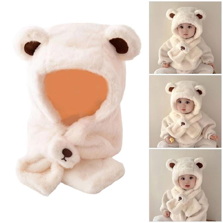 Machine Washable Plush Earflap Cap For Toddlers Kids Cute Bear Decor Thicken Fit