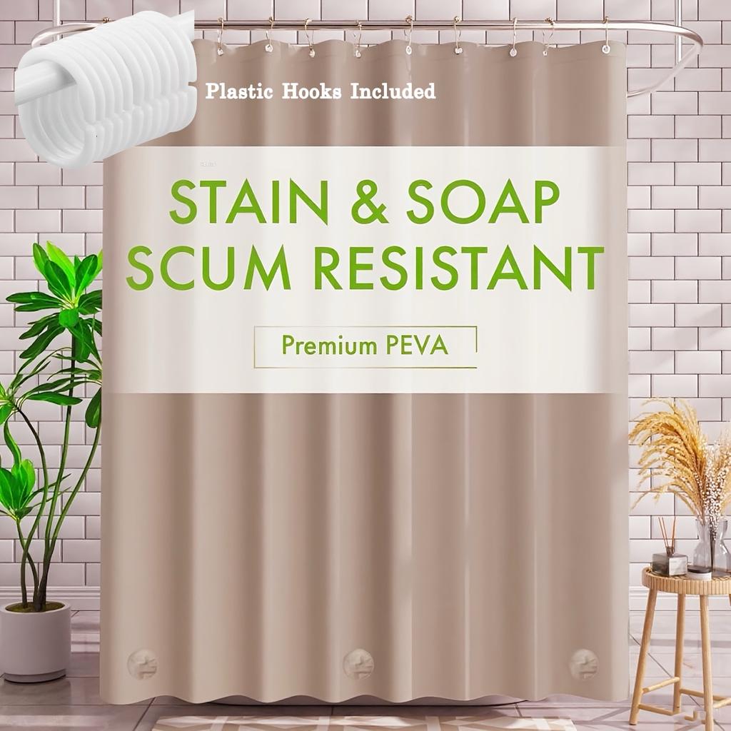 1Pc Gray Shower Curtain Liner With Weighted Magnets Plastic Hooks And Durable Metal Grommets Bathroom Curtain Bath Curtain