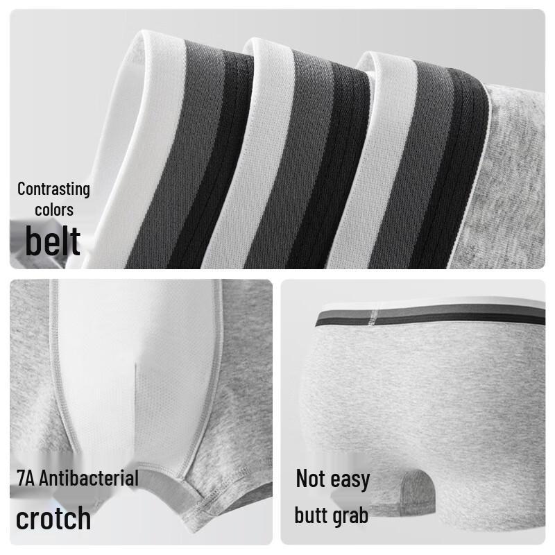 B.JOBSEN Men's Pure Cotton Antibacterial Boxer Briefs 2-Pack