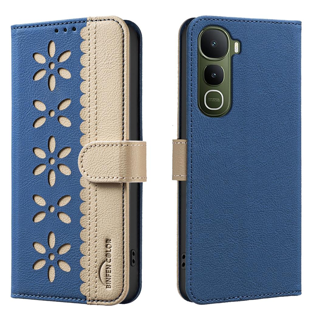 For vivo Y400 5G Leather Case BINFEN COLOR BF36 Floral Pattern Phone Cover RFID Blocking Wallet Stand