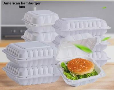 Biodegradable White American-Style Disposable Hamburger Box - Single-Compartment PP Fast Food Takeout Container
