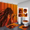 Fashion African Woman Shower Curtain Set With Rugs Afro Girl Egyptian Lady Fabric Shower Curtain Liner Non-Slip Carpet