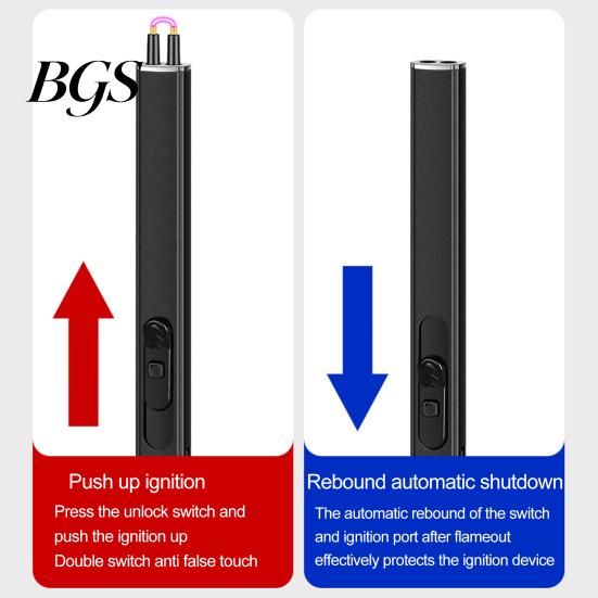 Portable Windproof Igniter 1 Set Electric Long Handle Double Safety Switch USB Charging for Camping Picnic Home Use Safe Ignition Device