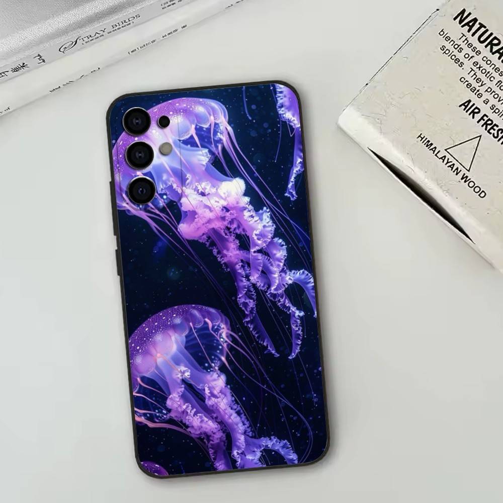 Jellyfish Oceanic   Phone Case Black Silicone Soft For Samsung S25,S24,S21,S22,S23,S30,Ultra,S20,Plus,Fe,Lite