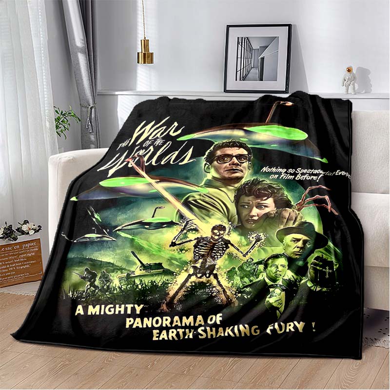 Krieg der Welten Retro Alien UFO Druck Flanell Überwurfdecke Warm Sofa Bett Heimdeko Fan Geschenk