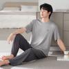 Pajamas Men's Summer Modal Men's Short Sleeve Trousers Ice Silk Dad Men's Middle-aged Thin Cotton Loungewear Suit