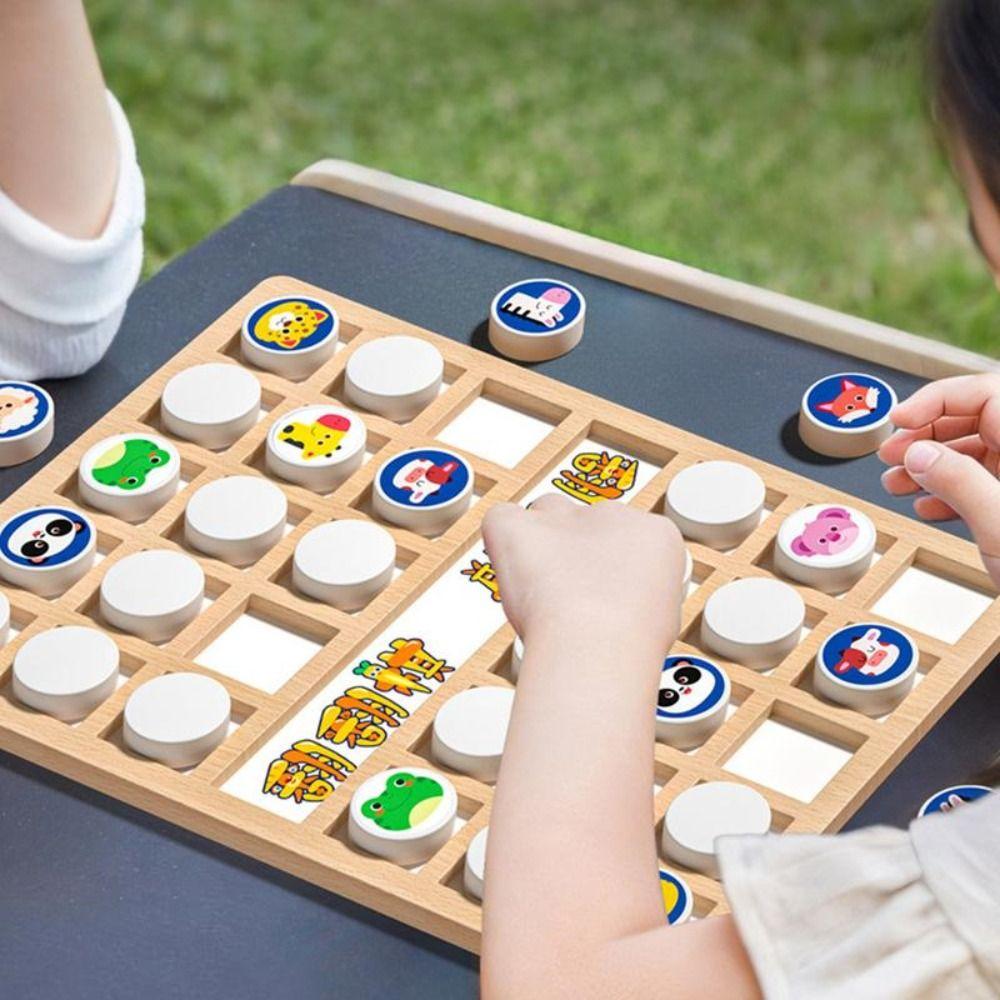 

Wooden Brain Teaser Chess Board Flip Concentration Bingo Game Concentration Training 1set