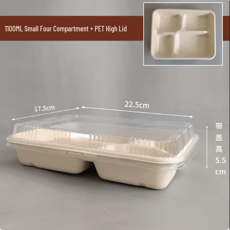 Mubaisen Disposable Wheat Straw 4-Compartment Meal Containers