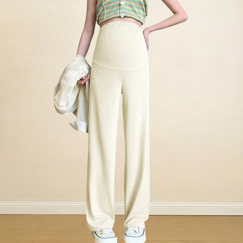 

Women s Summer Ice Silk Maternity Pants - Casual Loose Fit with Belly Support and Wide Legs M абрикосовый