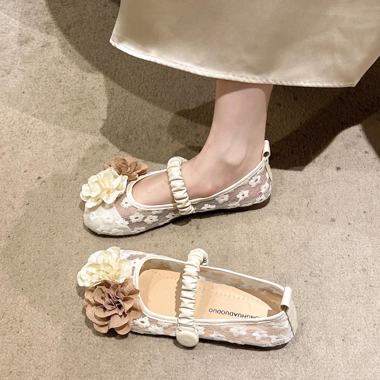 

Цветочный дизайнер сетчатые кружевные туфли Мэри Джейн на плоской подошве женские сандалии летнее платье удобные туфли новые неглубокие повседневные туфли Zapatillas De Mujer 39