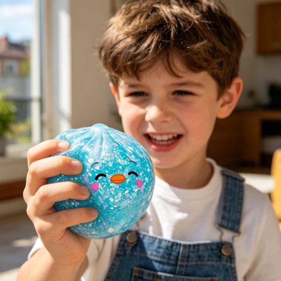 Cartoon Dumpling Squeeze Toy with Glitter, Stress Relief Dough Stress Ball Fidget Toy, Soft Simulated Steamed Bun Sensory Toy