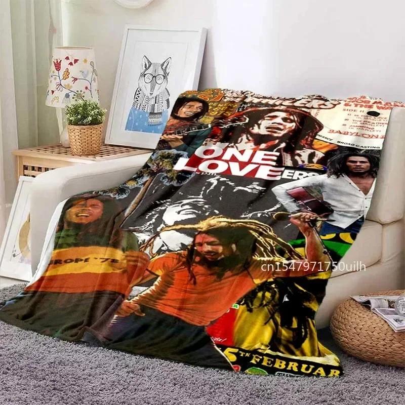 Bob Marley Album Blanket Reggae Music Jamaican Style Soft Flannel Blanket Portable Home Travel Sofa Blanket