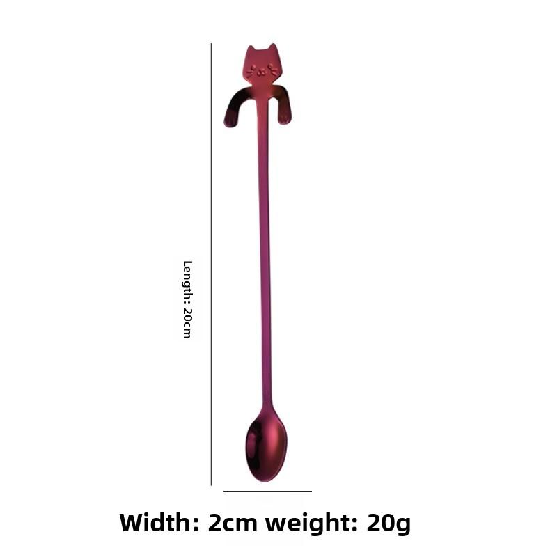 Cute Cat Shape Stainless Steel Teaspoon Set In Silver and Gold - Perfect for Coffee, Tea, and Desserts