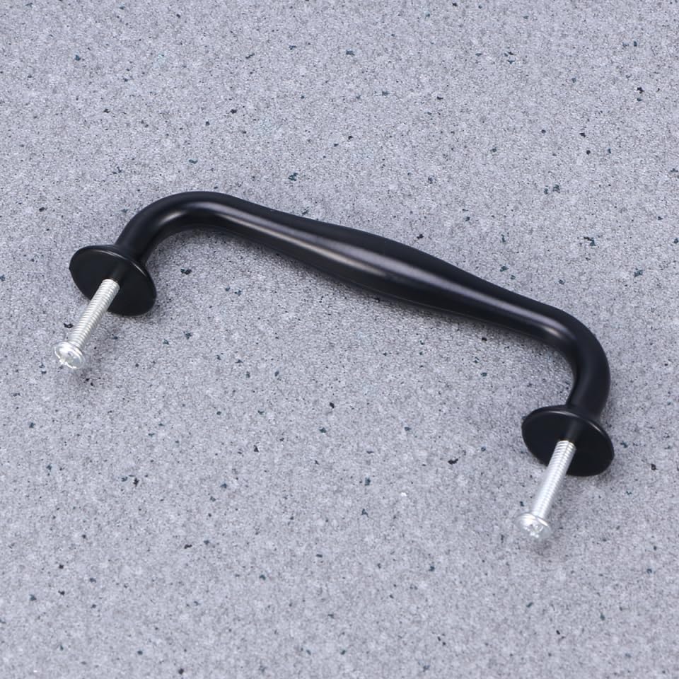 Matte Black Flat Door Handle Hardware Solid Aluminum Cabinet Pulls with Screws 4.49 Inch for Kitchen Cabinets Bedroom Dressers Wardrobes Furniture