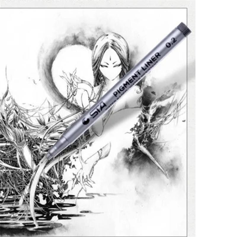 STA Sketch Marker Art Marker Pen Set Different Tip Sizes Water-Based Pigment Liner for Drawing And Handwriting Micron Stationery