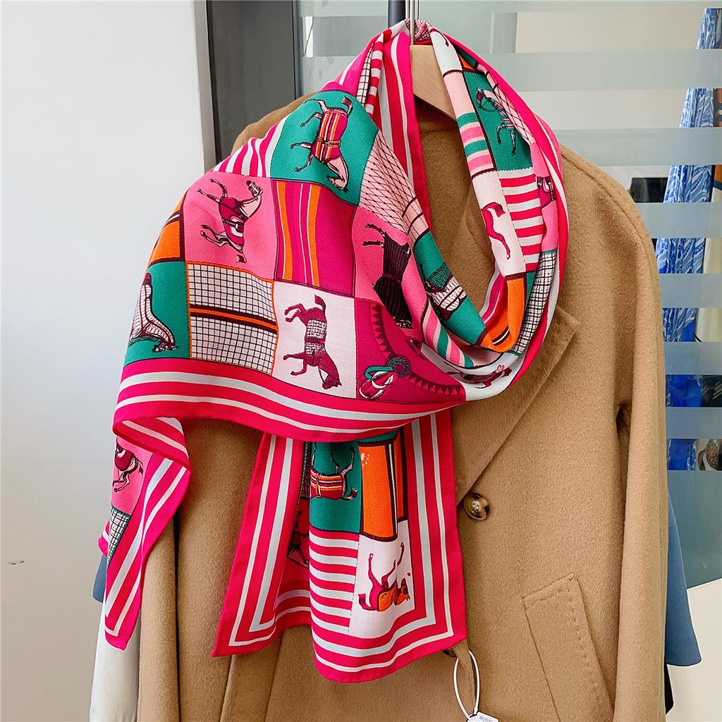 Gift for Mom Thin Silk Scarf Small Shawl for Women 2024 New Long Style Elegant Fashionable Large Ribbon Decoration