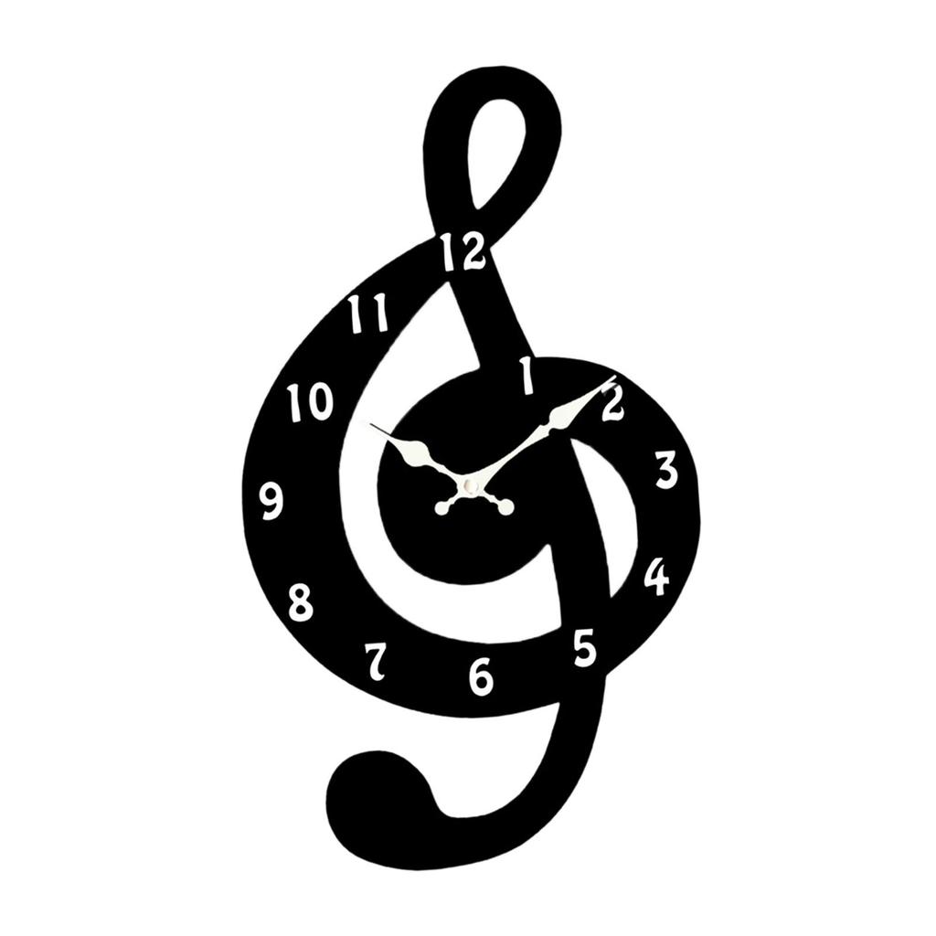 Music Wall Clock Cute Creative Clock Wood for Living Room Hotel Dining Room