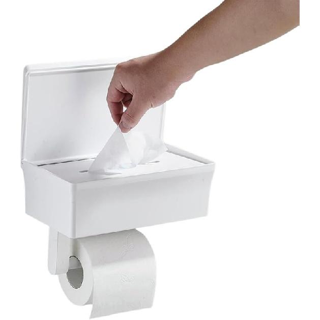 

Большой держатель для туалетной бумаги с полкой для хранения, настенный держатель для туалетной бумаги, держатель для рулона туалетной бумаги из нержавеющей стали SUS 304 для ванной комнаты, без белый
