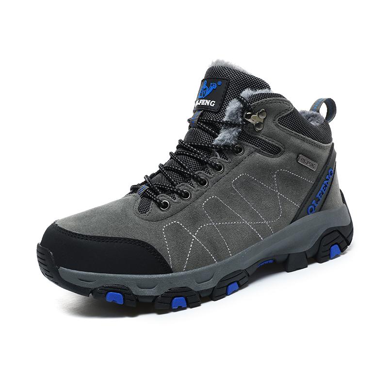 Mens High Top Hiking Boots Winter Outdoor Warm Fur Non Slip Fashion Casual Climbing Walking Shoes Male Thick Felt Snow Footwear