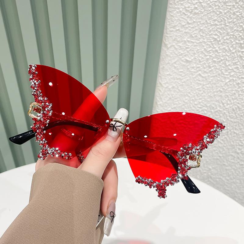 High-end Rhinestone Oversized Butterfly Sunglasses for Women, Sunshade Sunglasses, UV Protection Glasses