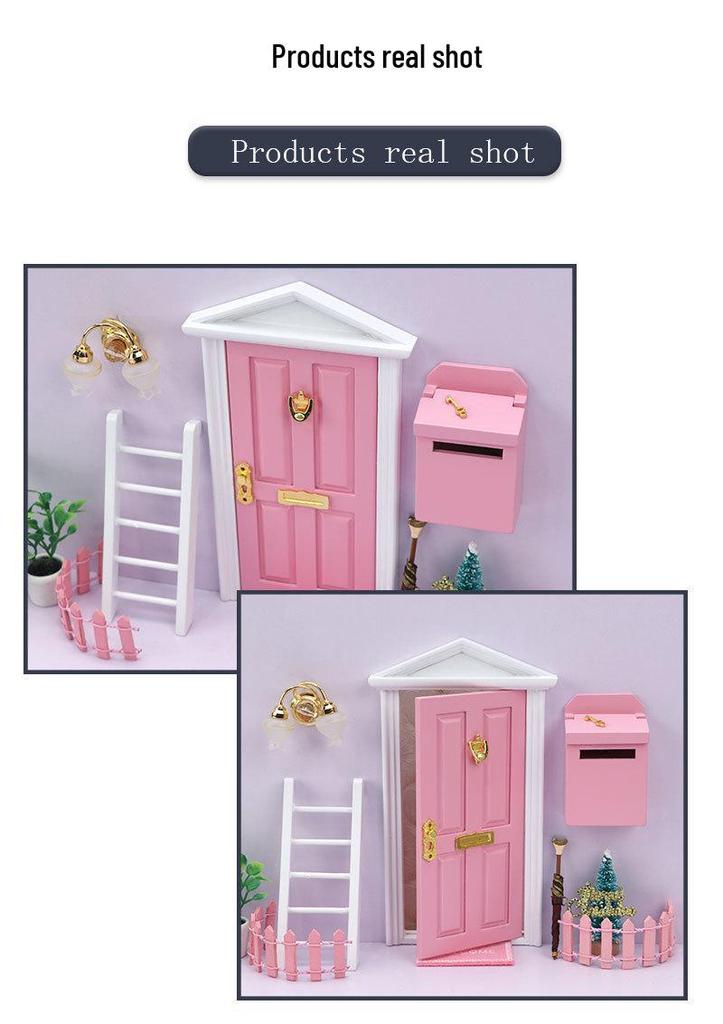 1:12 Mini Dollhouse Furniture Set - Wooden Door, Ladder, Fence, Mailbox Accessories for OB11 Dolls