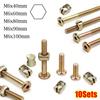 10Pcs M6 Furniture Bolts And Nuts  for Bed Frame Chair Cabinet Furniture Assembly