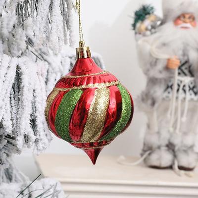 6pcs Shatterproof Painted Christmas Balls Pendant Reusable Elegant Xmas Tree Ornament Plastic Electroplated Hanging Balls Set