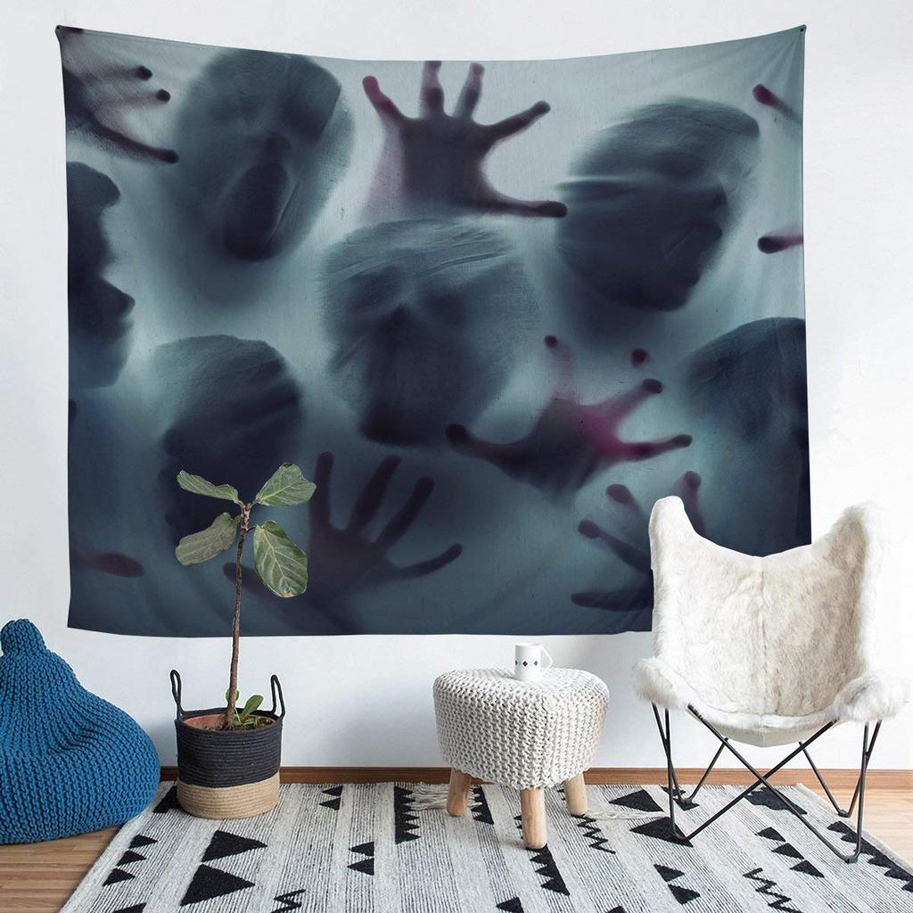 Zombie Tapestry Behind Wooden Doors Halloween  Fear Wall Hanging Bedroom Living Room Dormitory Home Decor