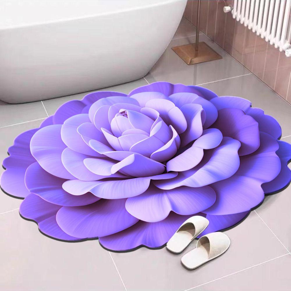 Special-shaped Peony Floor Mat Non-slip Door Gasket  for Living Room Tea Table Bedside