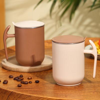 500ml Coffee Cup Large Capacity 304 Stainless Steel Mug With Lid&Handle Detachable Double-layer Insulated Water Cup Drinkware