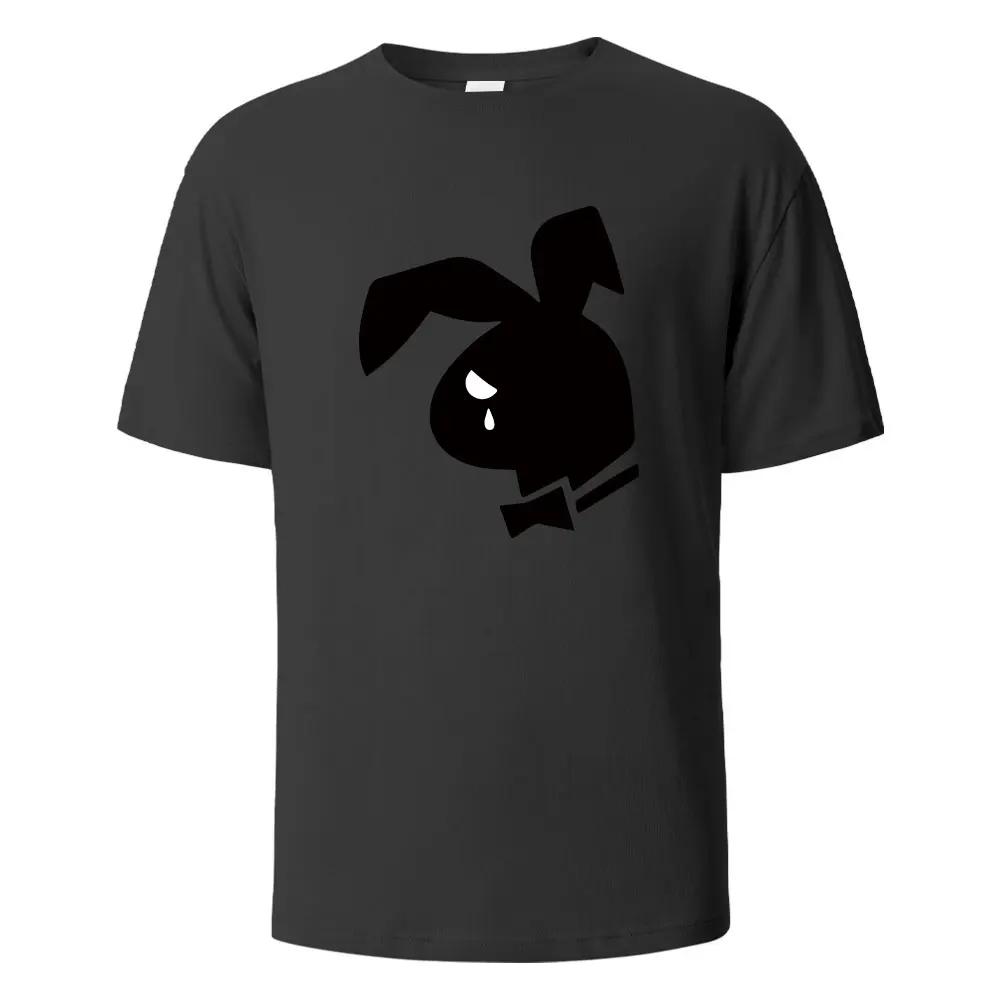 Weep Rabbit Street Lustiges T-Shirt Für Herren Mode Lässig Locker Baumwollkleidung Basic Oberteil Rundhals Atmungsaktives T-Shirt Hip Hop T-Shirts