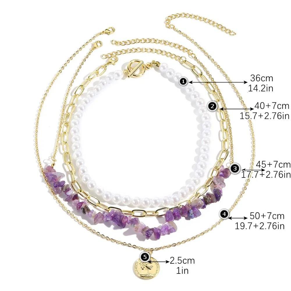 Elegant Colored Stone Necklace Exquisite Clavicle Chain Adjustable Pearl Beaded Necklace  Party