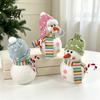 Holiday Party Photo Props Lighted Snowman Christmas Ornament with Knitted Hat, LED Warm Light Soft Fabric Figurine Hanging Pendant for Tree,