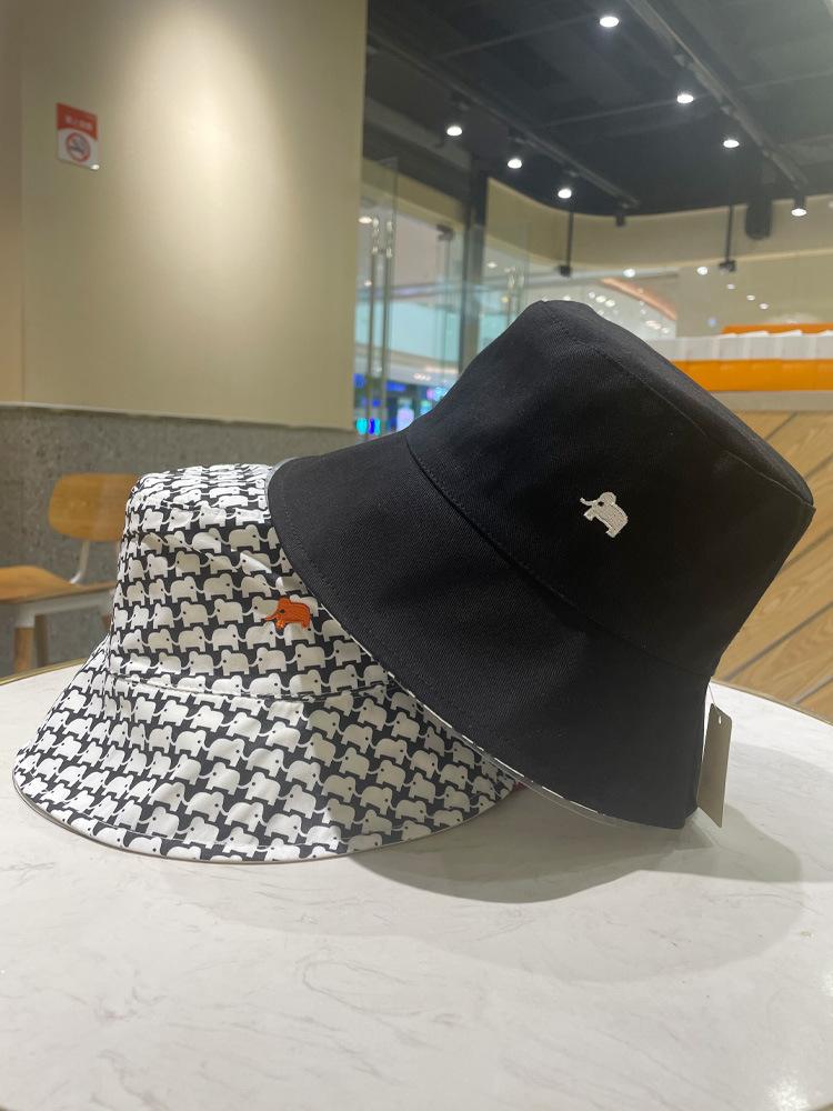 Elephant Embroidered Charming Fishing Cap Women Versatile Sun Protection Uv Protection Sun Hat Korean Style Casual Bucket Ch Hat