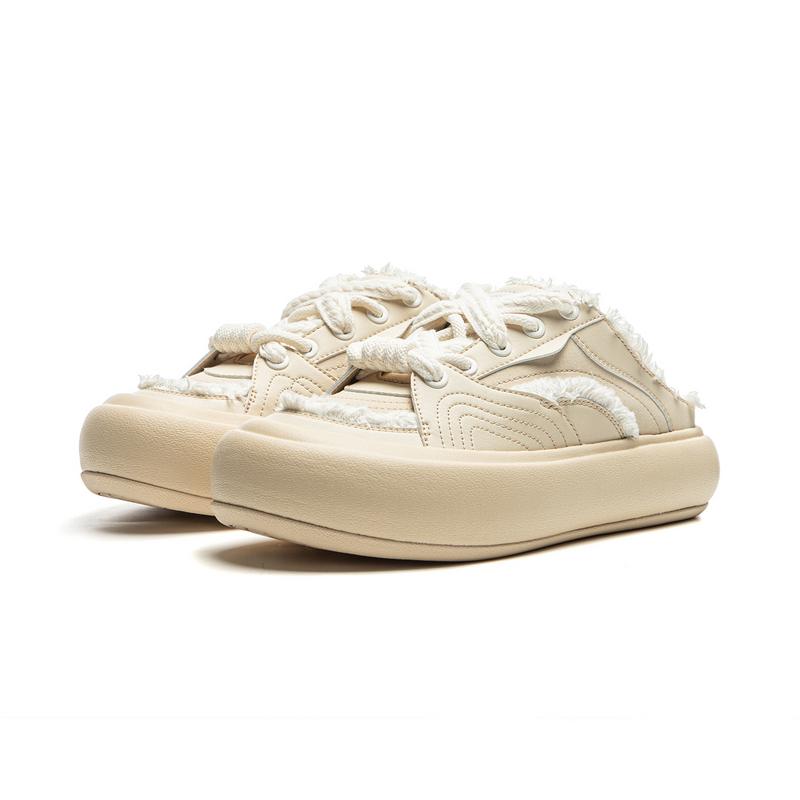 New LiNing Anti Slip Wear Resistant Low Top Casual Shoes Women's Milk Tea Yellow AZGU072-3
