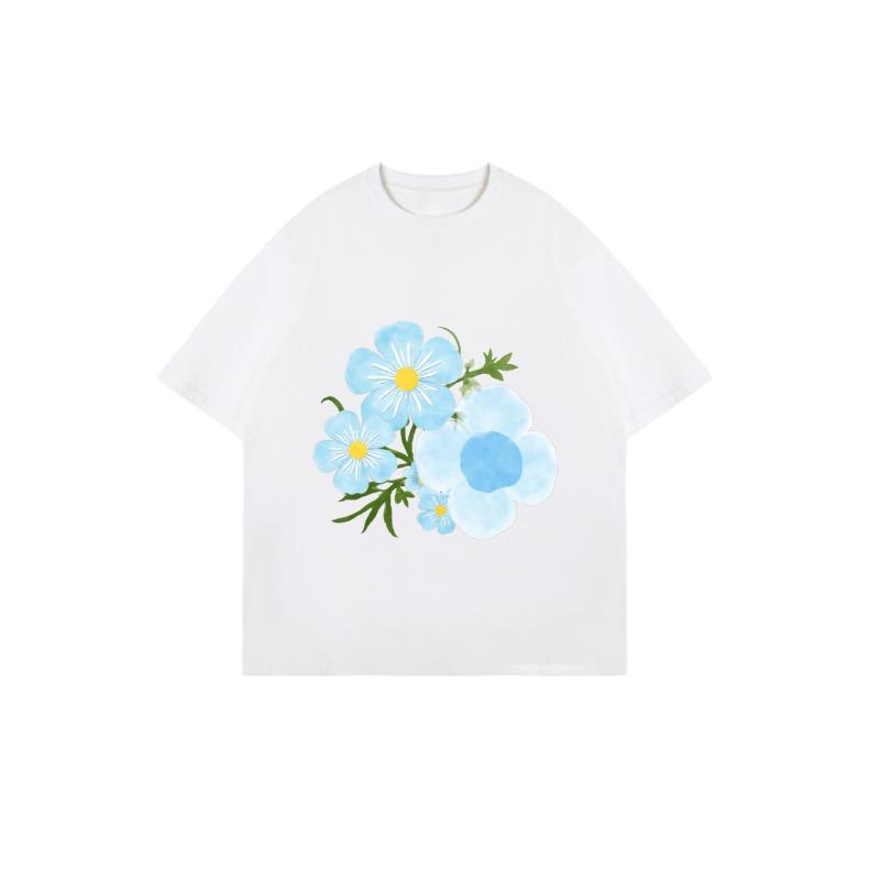 Black Oversized T Shirt With Blue Floral Print For Casual Wear