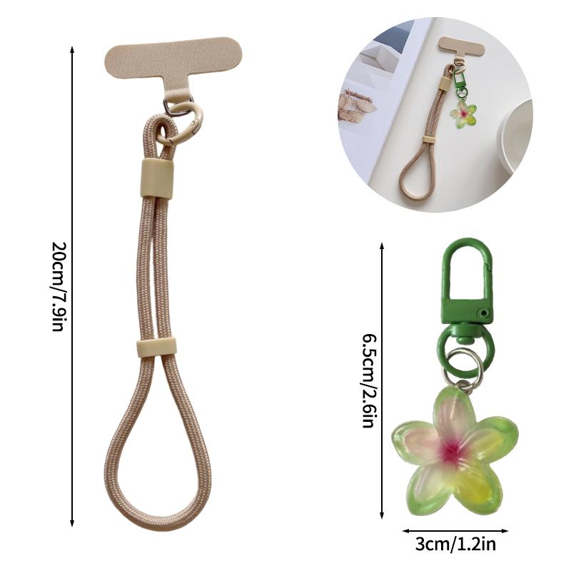 Cell Phone Lanyard Keychain on The Phone Macaron Color Beads Pendant Mobile Phone Rope Flowers Keychains Accessorie