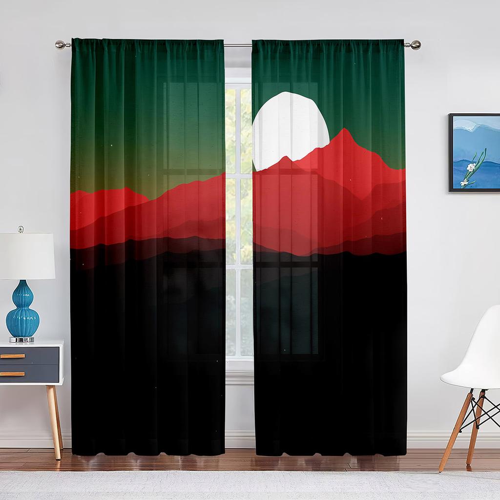 Geometric Mountain Modern Aesthetic Minimalist Pink Sheer Voile Curtains for Living Room Bedroom Decor Tulle Curtains Treatment