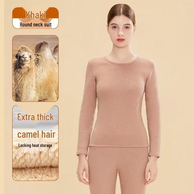 JingJingRS Women's Thickened Lambswool Thermal Underwear Set
