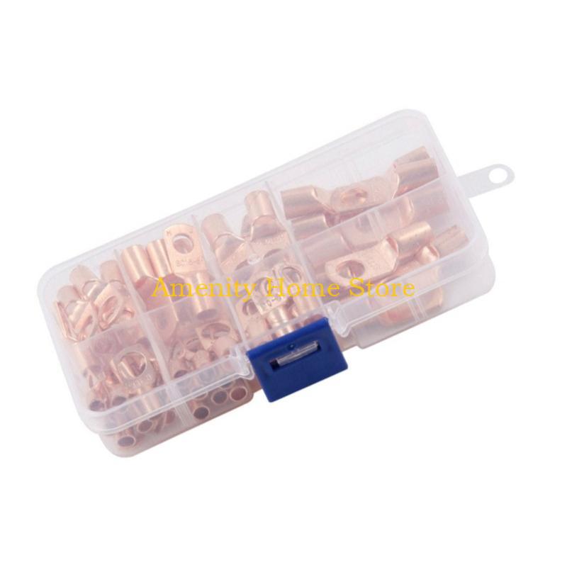 F26C 60Pcs Copper Lugs Rings Crimps Terminals Eyelets Rings Terminals Connectors