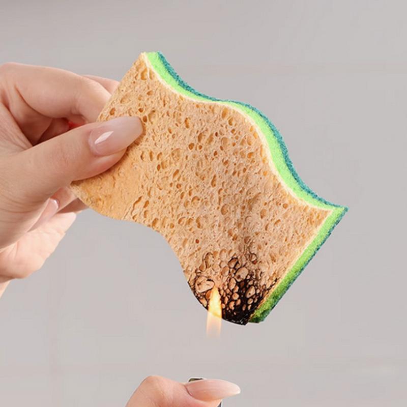 Wood Pulp Cleaning Sponge 10 Pcs, Bubbly & Non-Stick. 20x10x7cm, Super Absorbent, Safe for Surfaces