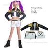 Kids Girls K-Pop Demon Hunters Zoey Rumi Mira 3D Print Black Golden Cosplay Suit Costume Set Huntrix Halloween Carniva Suit