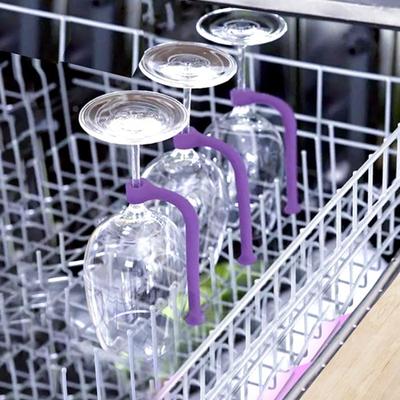 2 pçs suportes de haste de vidro de vinho tamanho compacto sem bpa máquina de lavar louça seguro silicone copo de vinho organizadores ferramenta de cozinha