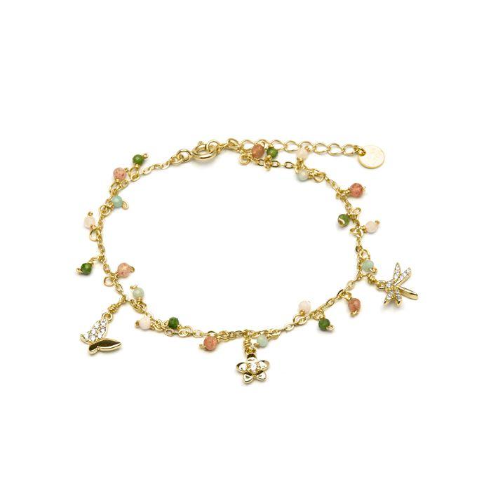 Bracelet - LUXENTER - Lok - 925 Sterling Silver - Green Crystal - 18k Yellow Gold Finish