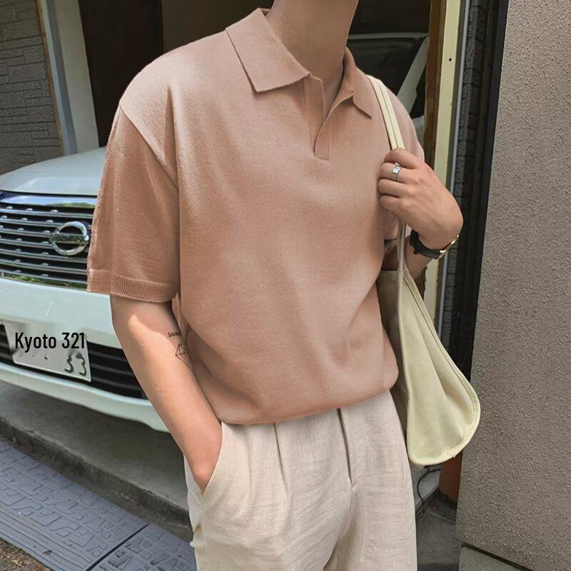 Men's Light Summer Ice Silk Knit Polo Shirt - Korean Style Trend