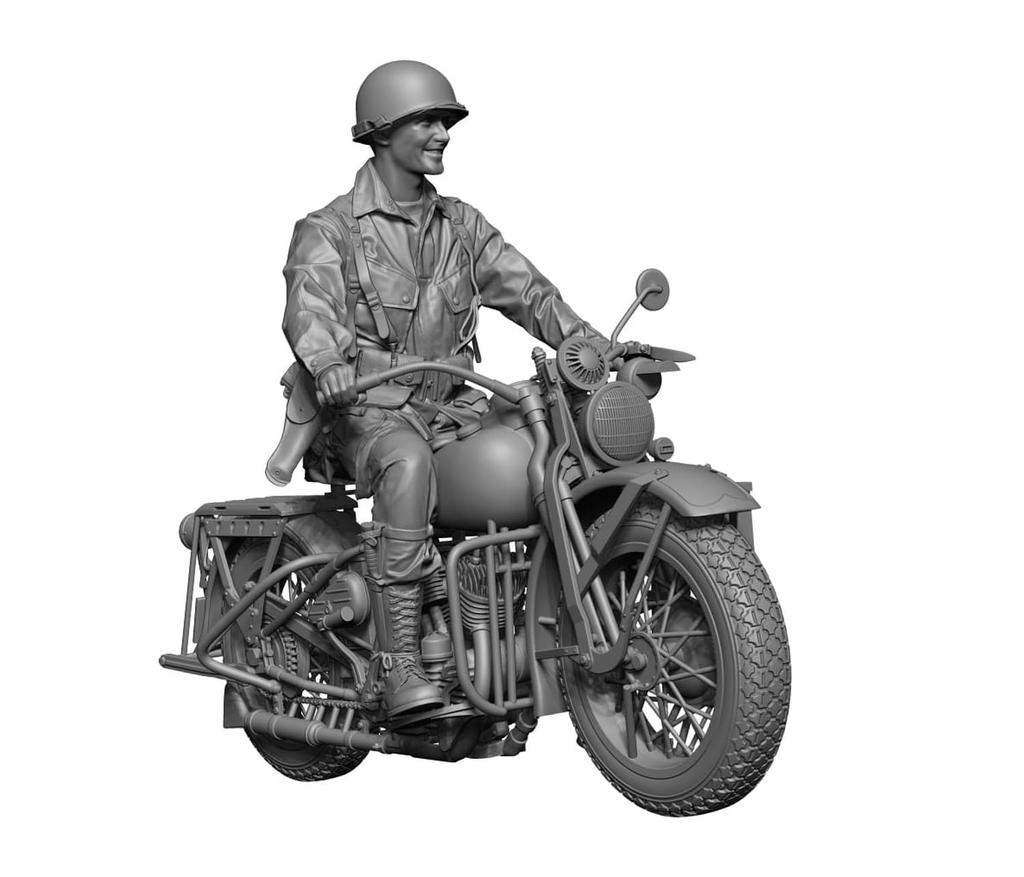 H3 Model 1/48 WWII US Airborne Division Iron Horse Rider (with Motorcycle) 3D Printer Kit HS48107 (Human)